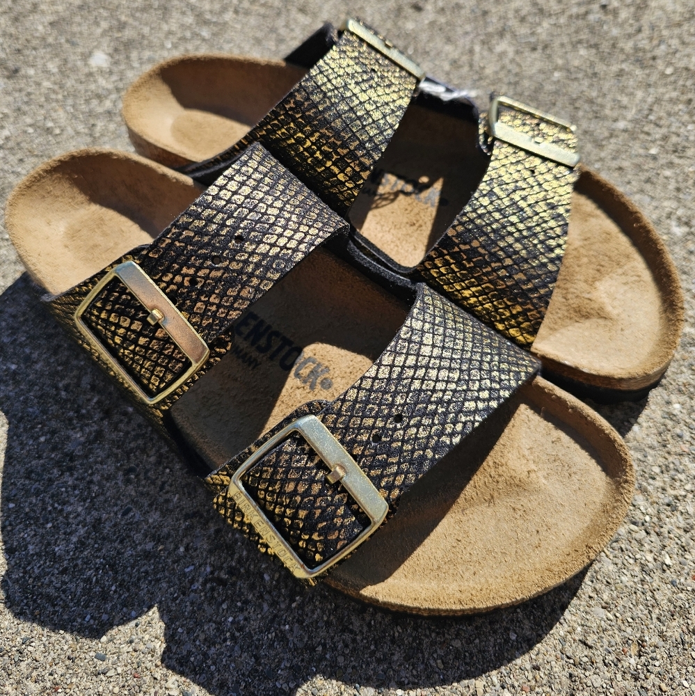 NWT Gold Python Arizona Birkenstocks